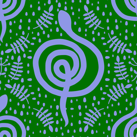 Summer cartoon animals seamless snake pattern for wrapping paper and fabrics and lines and kids clothes print and new 2025 year and festive packaging and zoo accessories. High quality illustrationの写真素材