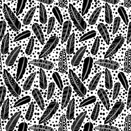 Abstract feathers seamless pattern for wrapping paper and fabrics and lines and kids clothes print and summer party accessories. High quality illustrationの写真素材