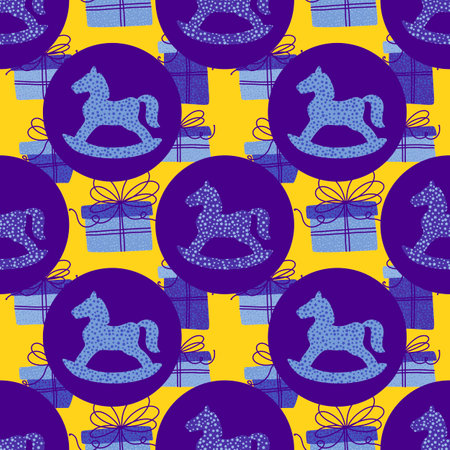 Christmas animals seamless horse pattern for wrapping paper and fabrics and lines and kids clothes print and new 2026 year gift packaging and fashion textiles and winter party accessoriesの写真素材