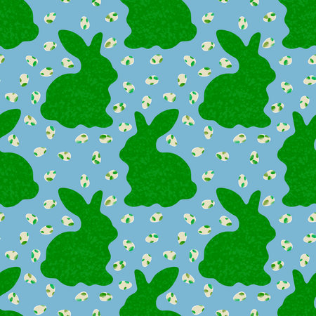 Easter eggs seamless rabbit pattern for wrapping paper and fabrics and lines and kids clothes print and festive packaging and kitchen accessories. High quality illustrationの写真素材