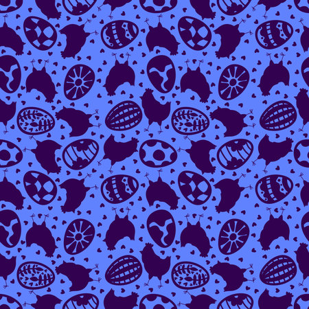 Easter chicken seamless birds pattern for wrapping paper and fabrics and lines and kids clothes print and kitchen accessories and spring party accessories. High quality photoの写真素材