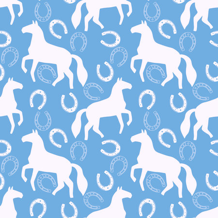 Christmas animals seamless horse pattern for wrapping paper and fabrics and lines and kids clothes print and new 2026 year gift packaging and fashion textiles and winter party accessoriesの写真素材