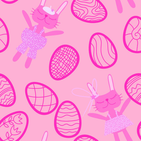 Easter rabbits seamless spring animals pattern for wrapping paper and fabrics and lines and kids clothes print and party accessories and kitchen textiles. High quality photoの写真素材