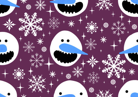 Winter seamless snowman pattern for fabrics and textiles and packaging and gifts and cards and lines and kids and wrapping paperの写真素材