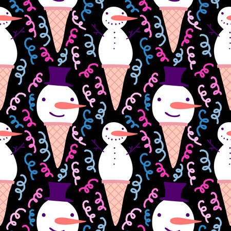 Winter seamless snowman pattern for fabrics and textiles and packaging and gifts and cards and lines...