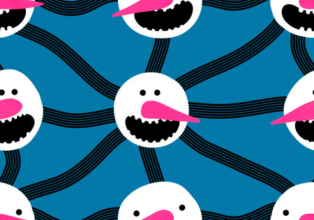 Winter seamless snowman pattern for fabrics and textiles and packaging and gifts and cards and lines and kids and wrapping paperの写真素材