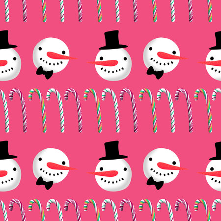 Winter seamless snowman pattern for fabrics and textiles and packaging and gifts and cards and lines and kids and wrapping paperの写真素材