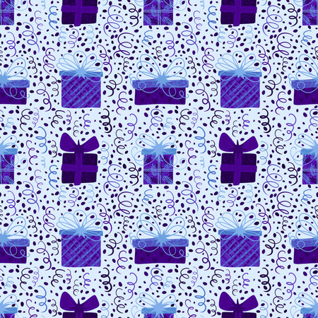 Christmas gift box seamless winter pattern for wrapping paper and fabrics and lines and birthday packaging and party accessories and kids clothes print. High quality illustrationの写真素材