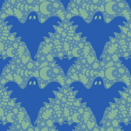 Halloween ghost seamless cartoon pattern for wrapping paper and fabrics and lines and kids clothes print and packaging and festive accessories. High quality illustrationの写真素材