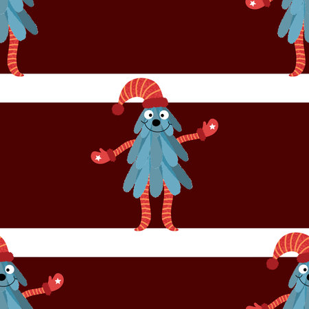 Christmas tree seamless pattern for wrapping paper and fabrics and lines and new year packaging and kids clothes print and Noel party accessories. High quality photoの写真素材