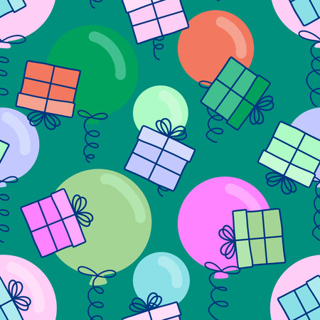 Birthday party seamless pattern for wrapping paper and fabrics and kids clothes print and party packaging and fashion textile. High quality photoの写真素材