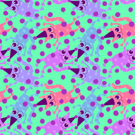 Birthday party animals seamless cats pattern for wrapping paper and fabrics and kids clothes print and party packaging and fashion textile. High quality illustrationの写真素材