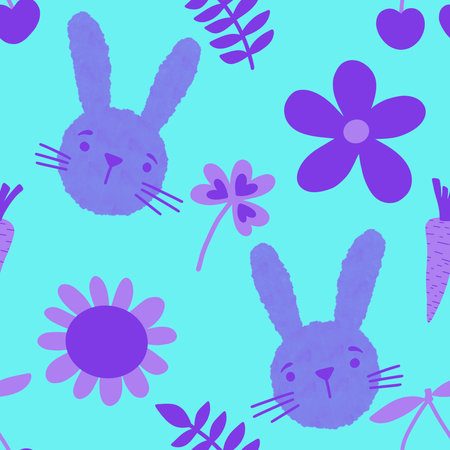 Spring animals seamless rabbit pattern for wrapping paper and fabrics and lines and kids clothes print and party accessories. High quality illustrationの写真素材