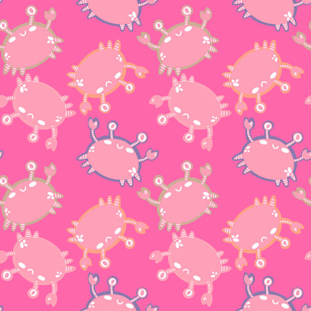 Ocean animals seamless crabs pattern for wrapping paper and fabrics and lines and kids clothes print and summer party accessories. High quality photoの写真素材