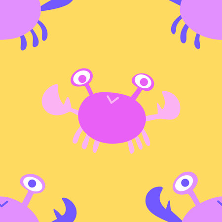 Ocean animals seamless crabs pattern for wrapping paper and fabrics and lines and kids clothes print and summer party accessories. High quality photoの写真素材
