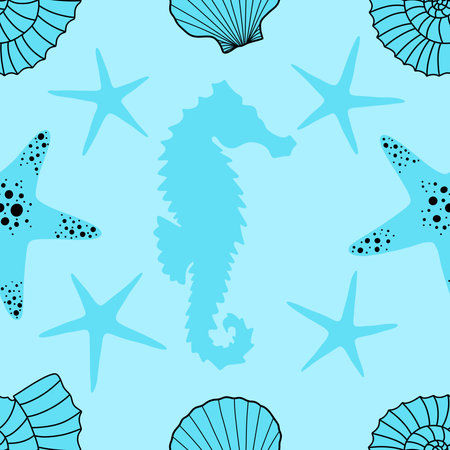 Ocean seamless pattern for wrapping paper and fabrics and lines and kids clothes print and summer party accessories and fashion textiles. High quality photoの写真素材