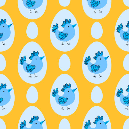 Easter chicken seamless birds pattern for wrapping paper and fabrics and lines and kids clothes print and kitchen accessories and spring party accessories. High quality photoの写真素材