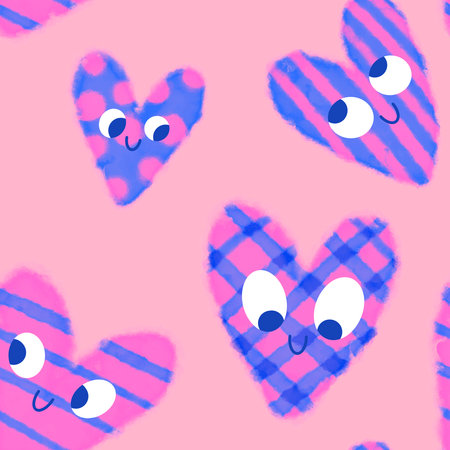 Valentine love hearts seamless 14 February pattern for wrapping paper and fabrics and kids clothes...