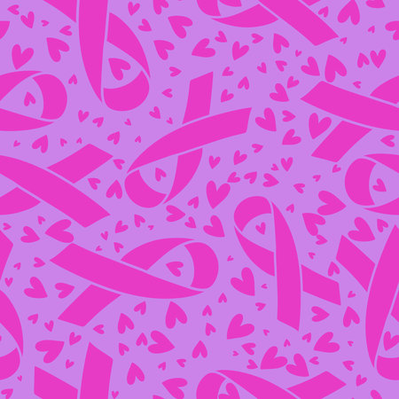 Breast cancer month seamless pink ribbon day mammogram pattern for wrapping paper and medical accessories and medicine textiles. High quality illustrationの写真素材