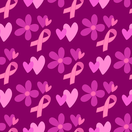 Breast cancer month seamless pink ribbon day mammogram pattern for wrapping paper and medical accessories and medicine textiles. High quality illustrationの写真素材