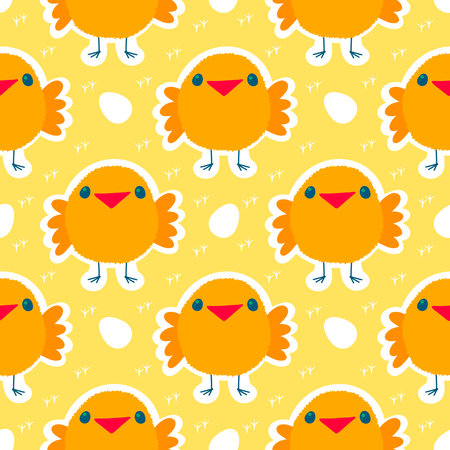 Easter chicken seamless birds pattern for wrapping paper and fabrics and lines and kids clothes print and kitchen accessories and spring party accessories. High quality photoの写真素材