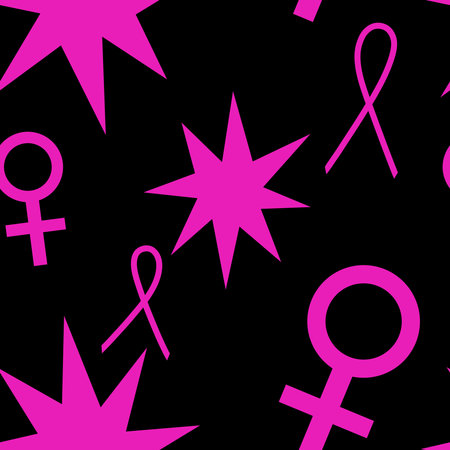 Breast cancer month seamless pink ribbon day mammogram pattern for wrapping paper and medical accessories and medicine textiles. High quality photoの写真素材