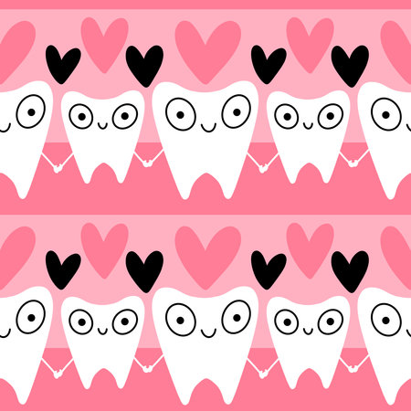 Medicine seamless teeth pattern for wrapping paper and fabrics and lines and kids clothes print and doctors accessories and drugstore packaging. High quality photoの写真素材
