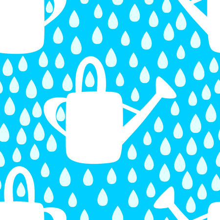 Spring garden seamless watering can pattern for wrapping paper and fabrics and summer party accessories and cute fashion textiles. High quality photoの写真素材