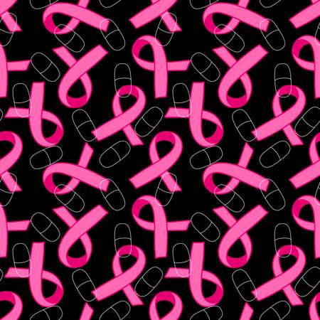 Breast cancer month seamless pink ribbon day mammogram pattern for wrapping paper and medical accessories and medicine textiles. High quality photoの写真素材