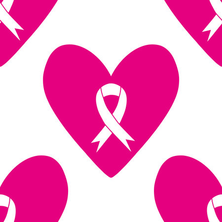 Breast cancer month seamless pink ribbon day mammogram pattern for wrapping paper and medical accessories and medicine textiles. High quality photoの写真素材