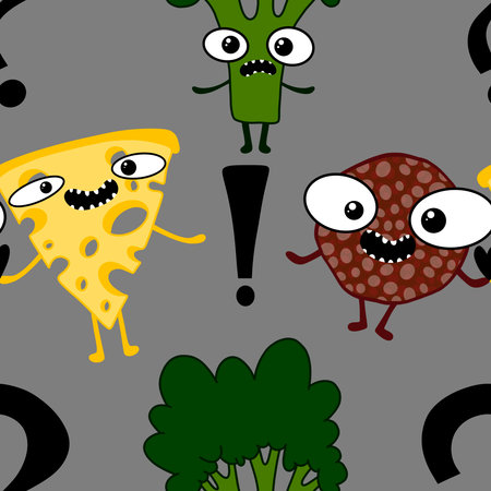 Cartoon food seamless sausage pattern for wrapping paper and fabrics and lines and kids clothes print and summer accessories and kitchen textiles.の写真素材