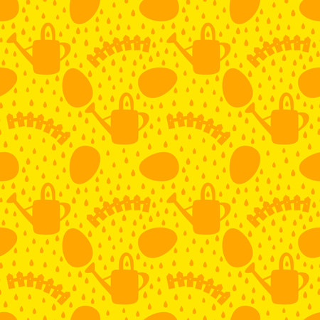 Spring garden seamless watering can pattern for wrapping paper and fabrics and summer party accessories and cute fashion textiles. High quality photoの写真素材