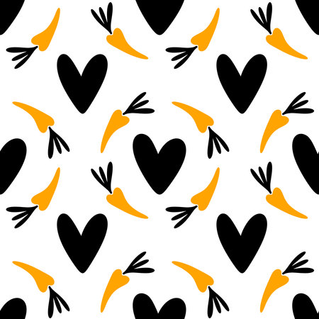 Summer vegetable seamless carrots pattern for wrapping paper and fabrics and lines and kids clothes print and kitchen textiles. High quality photoの写真素材