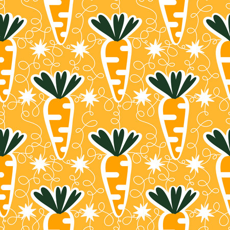 Summer vegetable seamless carrots pattern for wrapping paper and fabrics and lines and kids clothes print and kitchen textiles. High quality photoの写真素材