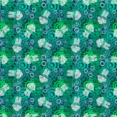 Sea animals seamless ocean jellyfish pattern for wrapping paper and fabrics and lines and kids clothes print and summer party accessories. High quality photoの写真素材