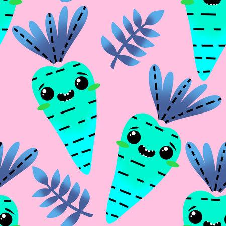 Summer vegetable seamless carrots pattern for wrapping paper and fabrics and lines and kids clothes...