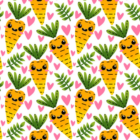 Summer vegetable seamless carrots pattern for wrapping paper and fabrics and lines and kids clothes...