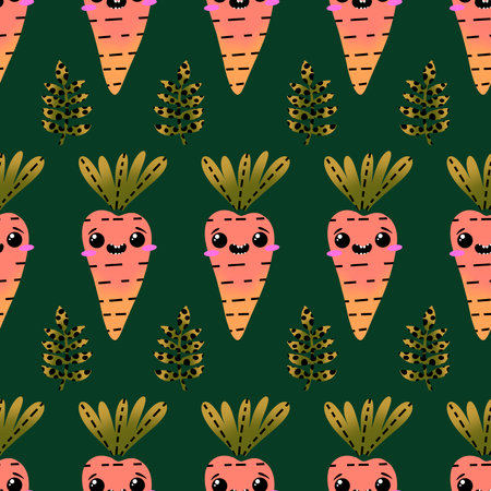 Summer vegetable seamless carrots pattern for wrapping paper and fabrics and lines and kids clothes...