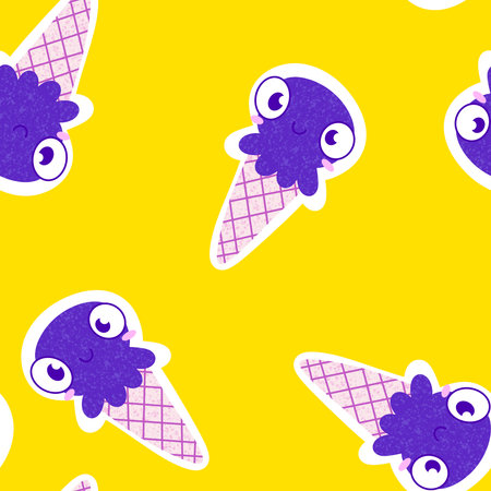 Summer ocean animals seamless octopus pattern for wrapping paper and fabrics and kids clothes print and party accessories. High quality illustrationの写真素材