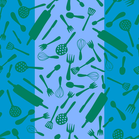 Kitchen utensils seamless fork and spoon pattern for wrapping paper and fabrics and clothes print and home textile and packaging shops. High quality photoの写真素材