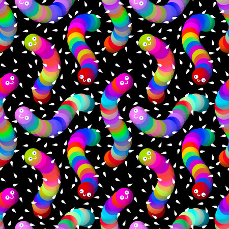 Kids seamless caterpillar cute pattern for fabrics and textiles and packaging and gifts and cards and linens and wrapping paper. High quality photoの写真素材