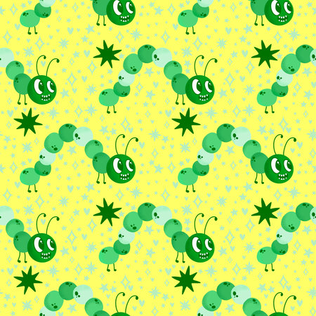 Kids seamless caterpillar cute pattern for fabrics and textiles and packaging and gifts and cards and linens and wrapping paper. High quality photoの写真素材