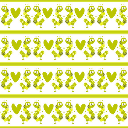 Kids seamless caterpillar cute pattern for fabrics and textiles and packaging and gifts and cards and linens and wrapping paper. High quality photoの写真素材