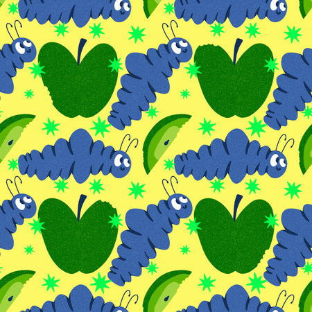 Kids seamless caterpillar cute pattern for fabrics and textiles and packaging and gifts and cards and linens and wrapping paper. High quality photoの写真素材