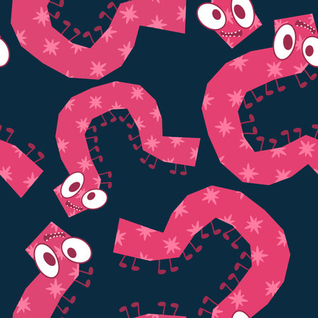 Kids seamless caterpillar cute pattern for fabrics and textiles and packaging and gifts and cards and linens and wrapping paper. High quality photoの写真素材