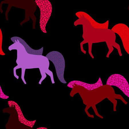 New year 2026 animals seamless Christmas horses pattern for wrapping paper and party accessories and kids clothes print and fashion textilesの写真素材