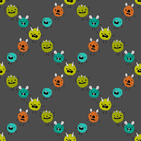 Cartoon doodle animals seamless monsters pattern for kids clothes print and wrapping paper and fabrics and summer party accessories and fashion textilesの写真素材