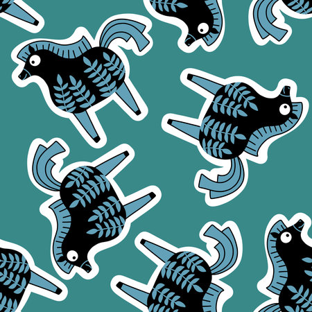 New year 2026 animals seamless Christmas horses pattern for wrapping paper and party accessories and kids clothes print and fashion textilesの写真素材