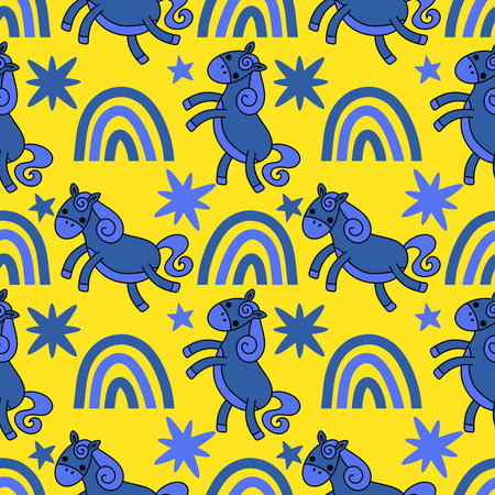 New year 2026 animals seamless Christmas horses pattern for wrapping paper and party accessories and kids clothes print and fashion textilesの写真素材