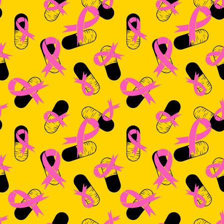 Breast cancer month seamless pink ribbon day mammogram pattern for wrapping paper and medical accessories and medicine textiles. High quality photoの写真素材
